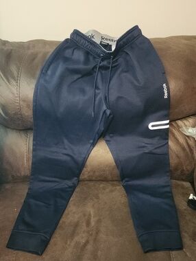 Reebok Navy Blue Tapered Performance Joggers